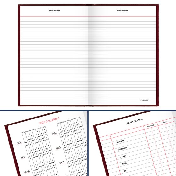 AT-A-GLANCE Standard Diary 2026 Daily Reminder (5 1/2" x 8") - Red