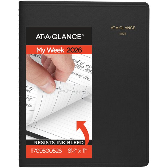 At-A-Glance 2026 Weekly Appointment Book Planner - Black (8 1/4" x 11")