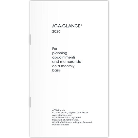 At-A-Glance 2026 Pocket Monthly Planner Refill for 70-064 (3 1/2" x 6")