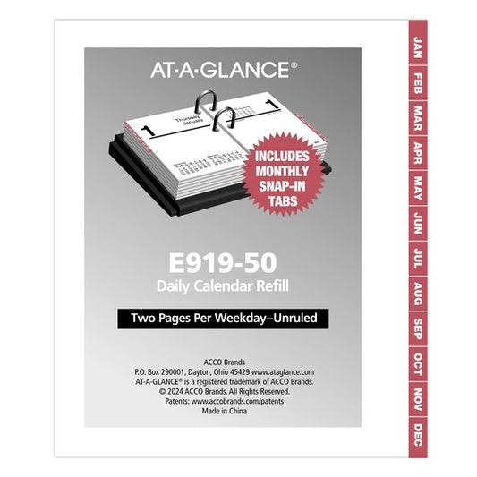 AT-A-GLANCE 2026 Mini Daily Loose-Leaf Desk Calendar Refill (3" x 3 3/4")