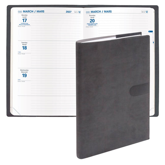 Quo Vadis 2027 Hebdo #56 Bi-Lingual Weekly/Monthly Planner - Texas Black
