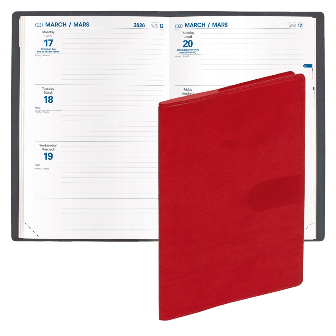 Quo Vadis 2026 Hebdo #56 Bi-Lingual Weekly/Monthly Planner - Texas Red