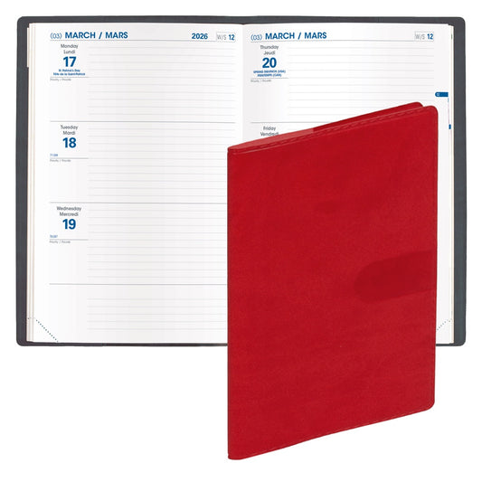 Quo Vadis 2026 Hebdo #56 Bi-Lingual Weekly/Monthly Planner - Texas Red