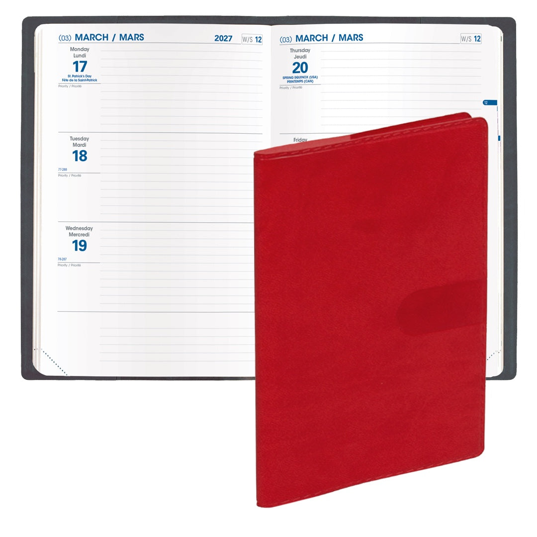 Quo Vadis 2027 Hebdo #56 Bi-Lingual Weekly/Monthly Planner - Texas Red