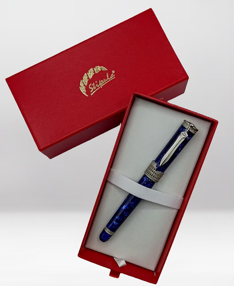Stipula Gladiator Fountain Pen - Blue Cuma with Palladium Trim