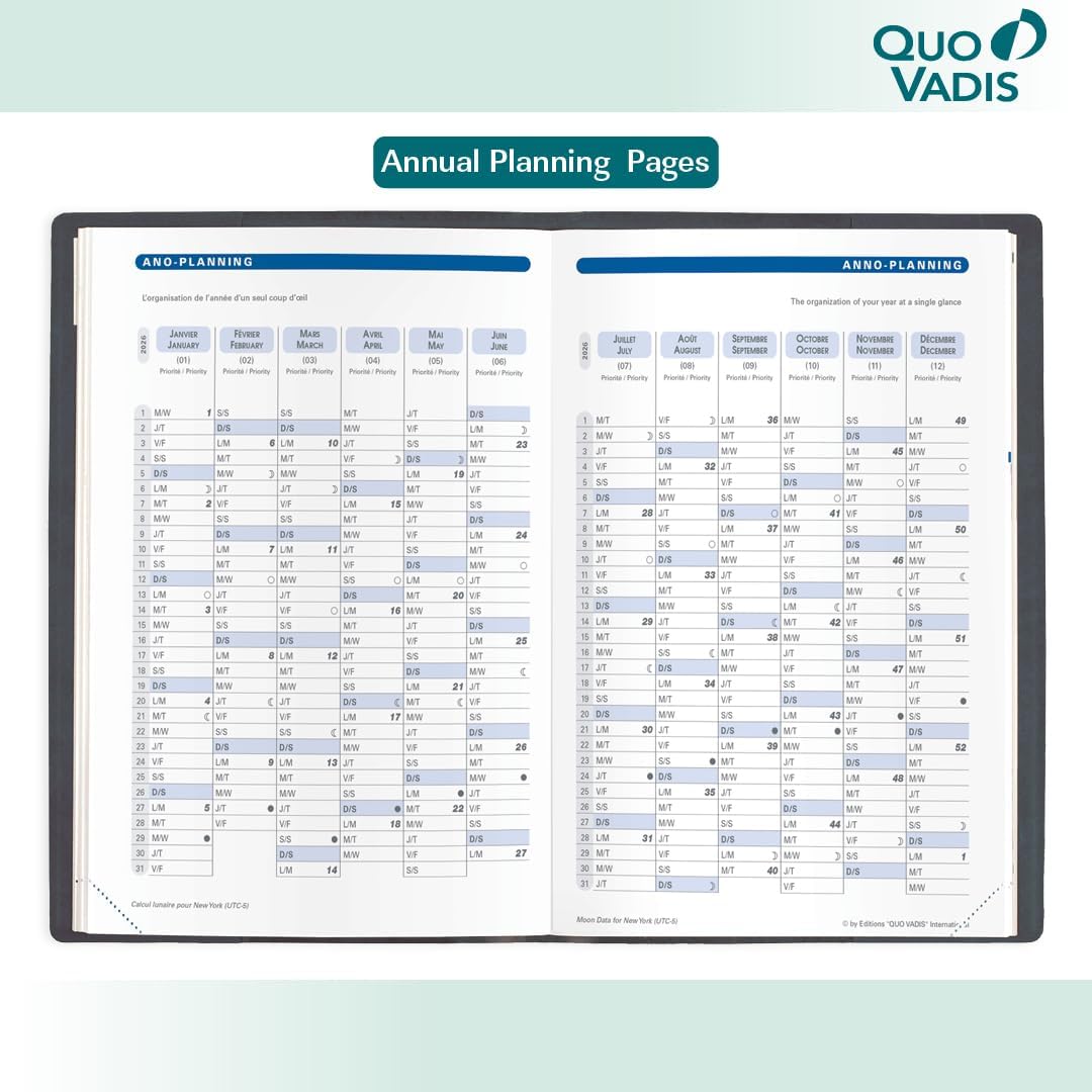 Quo Vadis 2026 Hebdo #56 Bi-Lingual Weekly/Monthly Planner - Texas Chocolate