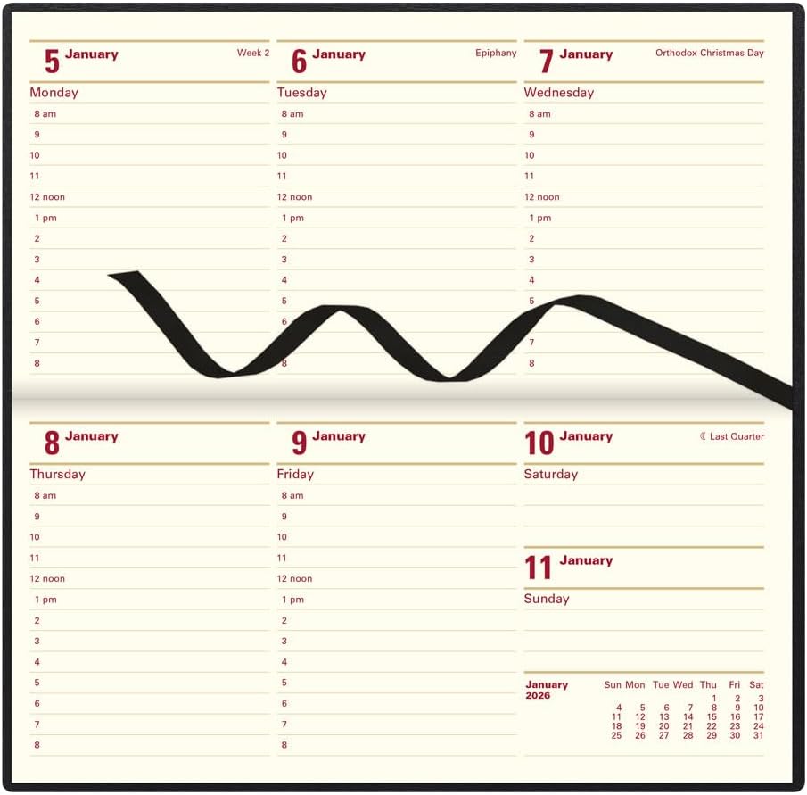 Letts of London 2026 Belgravia Slim Week to View Planner - Black (Landscape)