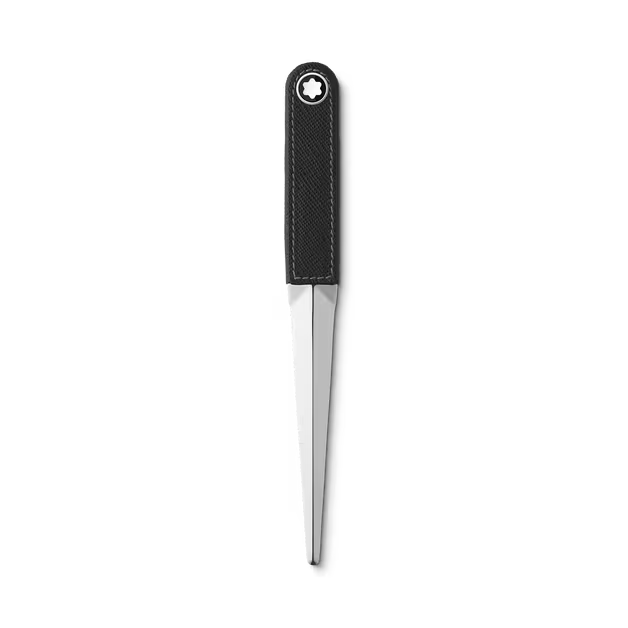 Montblanc Steel Letter Opener - Black Leather