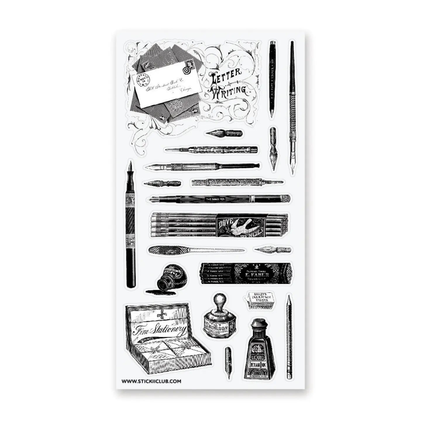 Faire Stickii Sticker Sheet - Antique Writing Set