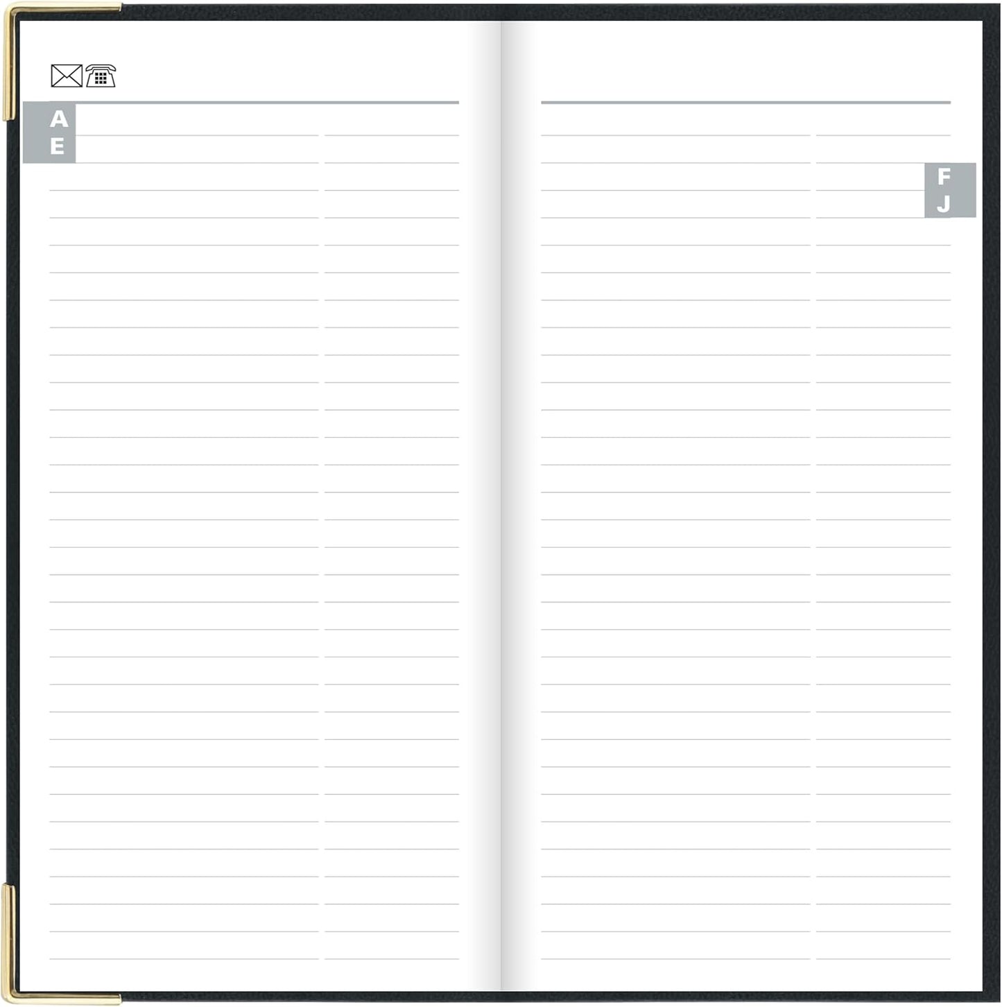 Letts of London 2026 Slim Classic Week to View Planner - Black with Gold Corners (Upright)