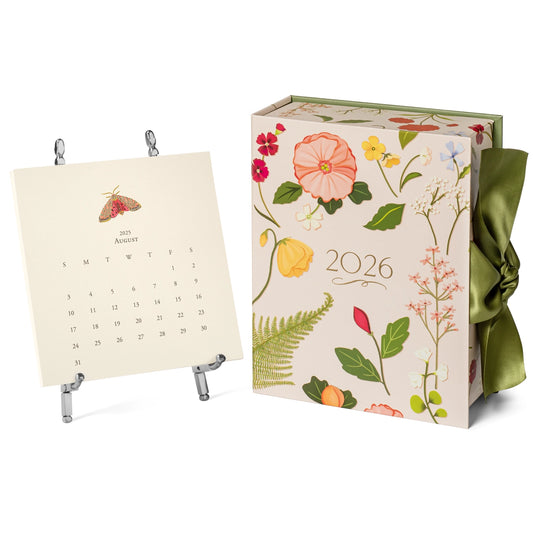 Karen Adams Designs 2026 Classic Desk Calendar - Silver Easel