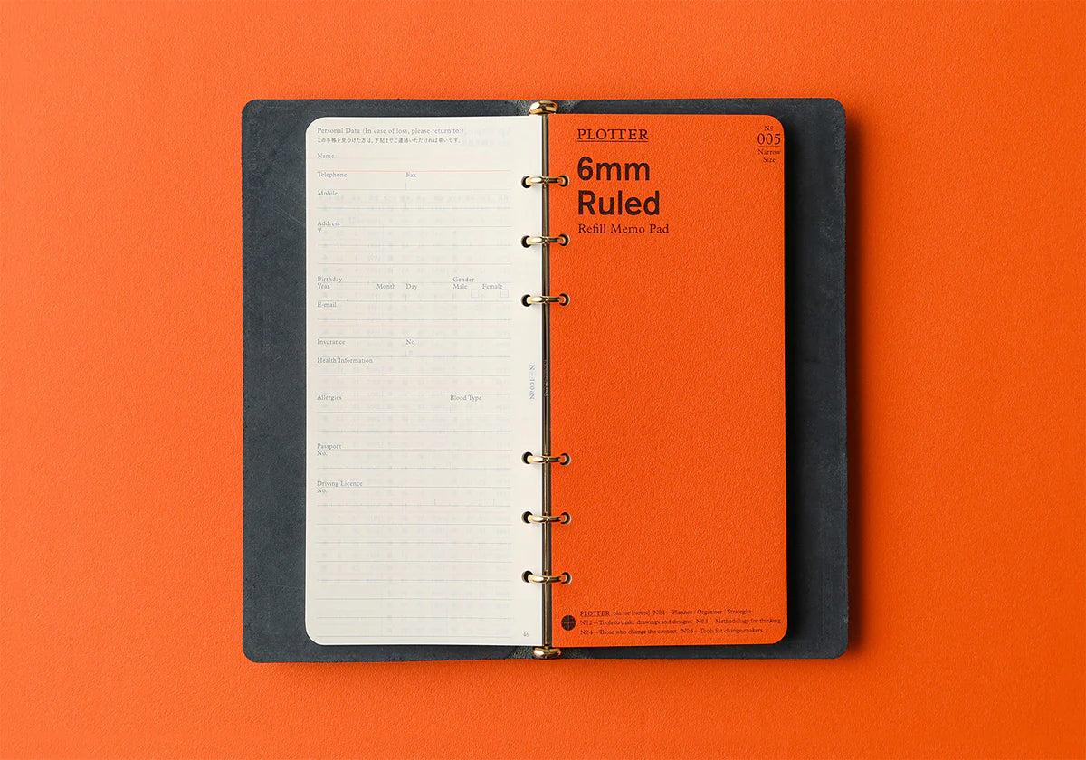 PLOTTER Narrow Size Pueblo 6-Ring Leather Binder - Navy