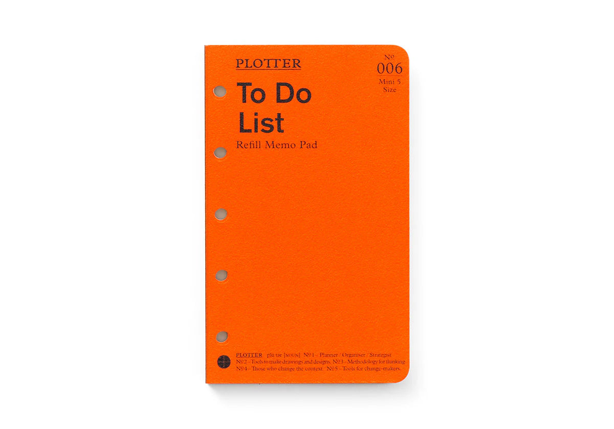 PLOTTER Refill Memo Pad To Do List (50 sheets) - Mini 5 Size