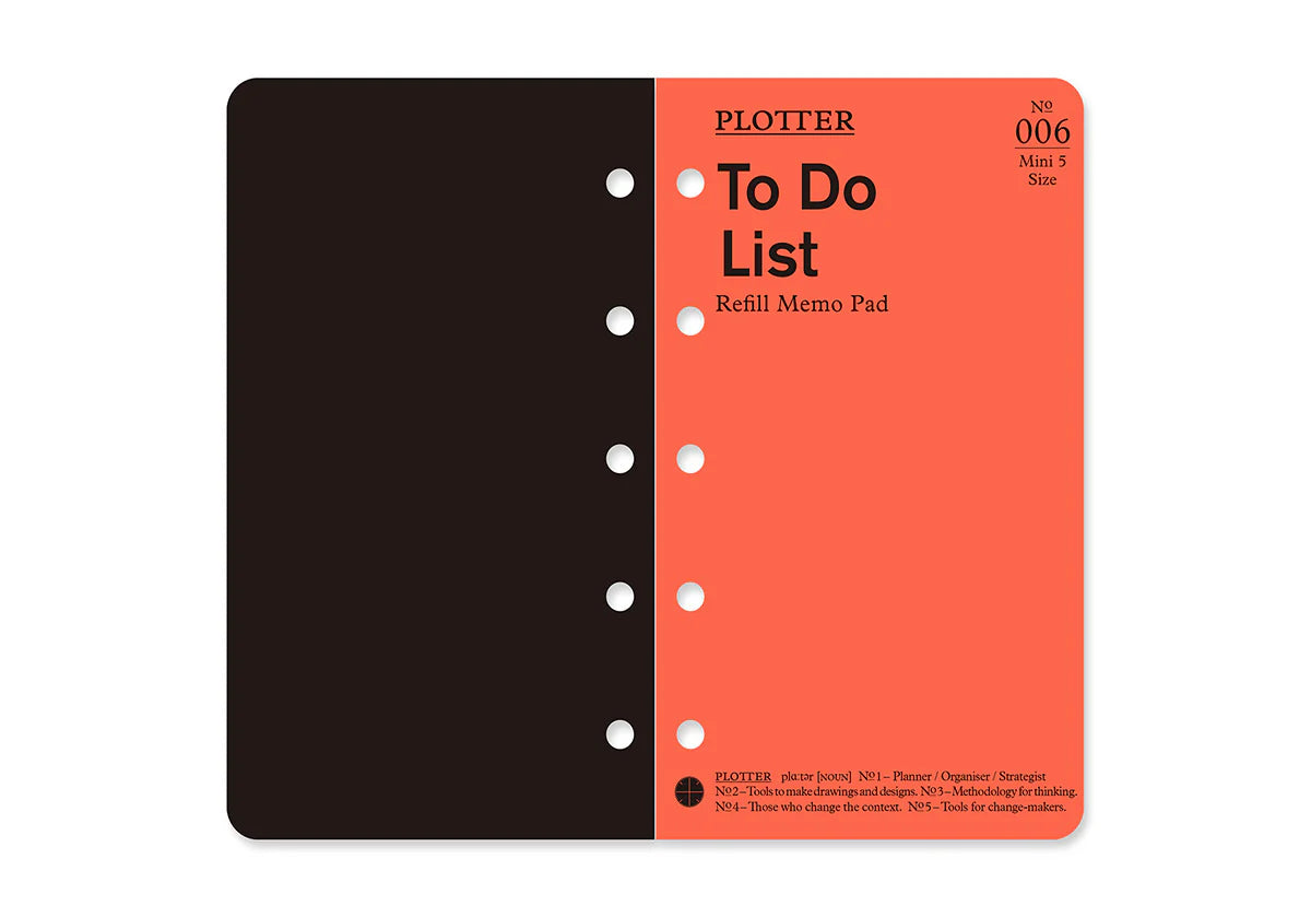 PLOTTER Refill Memo Pad To Do List (50 sheets) - Mini 5 Size