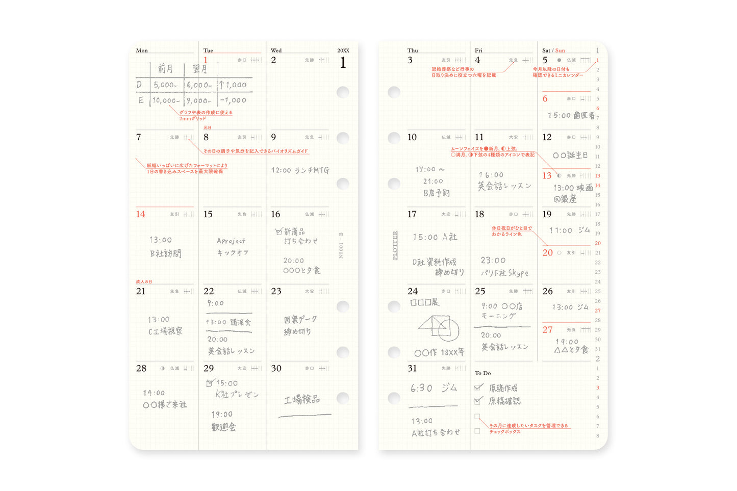 PLOTTER DIARY 2027 Monthly Schedule Refill - Bible Size