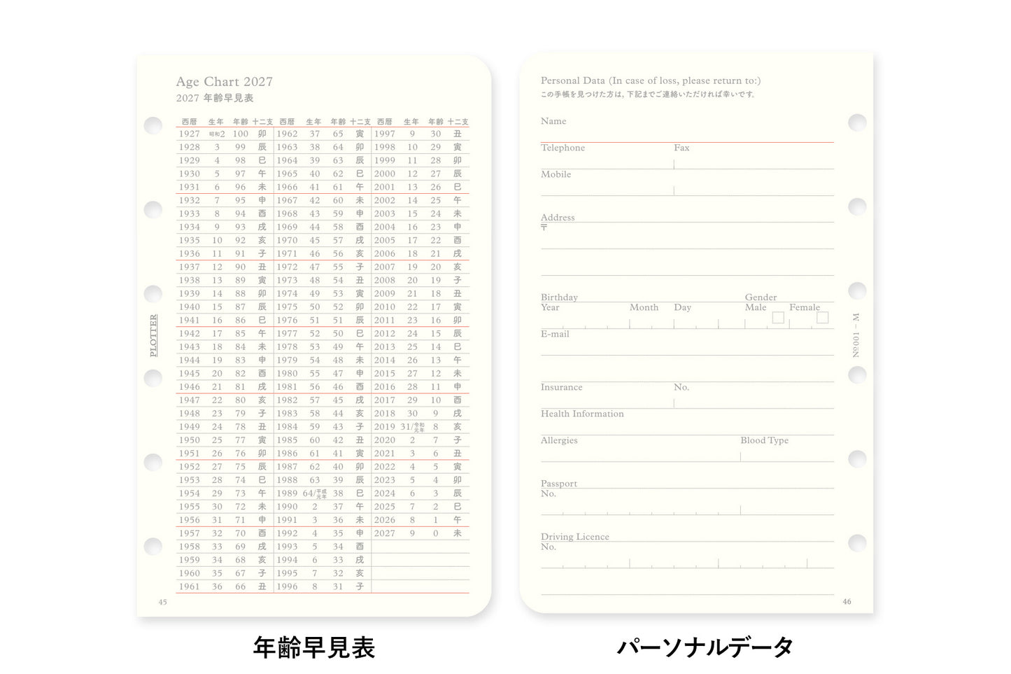 PLOTTER DIARY 2027 Monthly Schedule Refill - Mini Size
