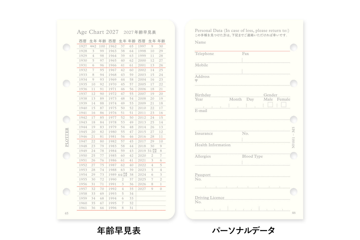 PLOTTER DIARY 2027 Monthly Schedule Refill - Mini 5 Size