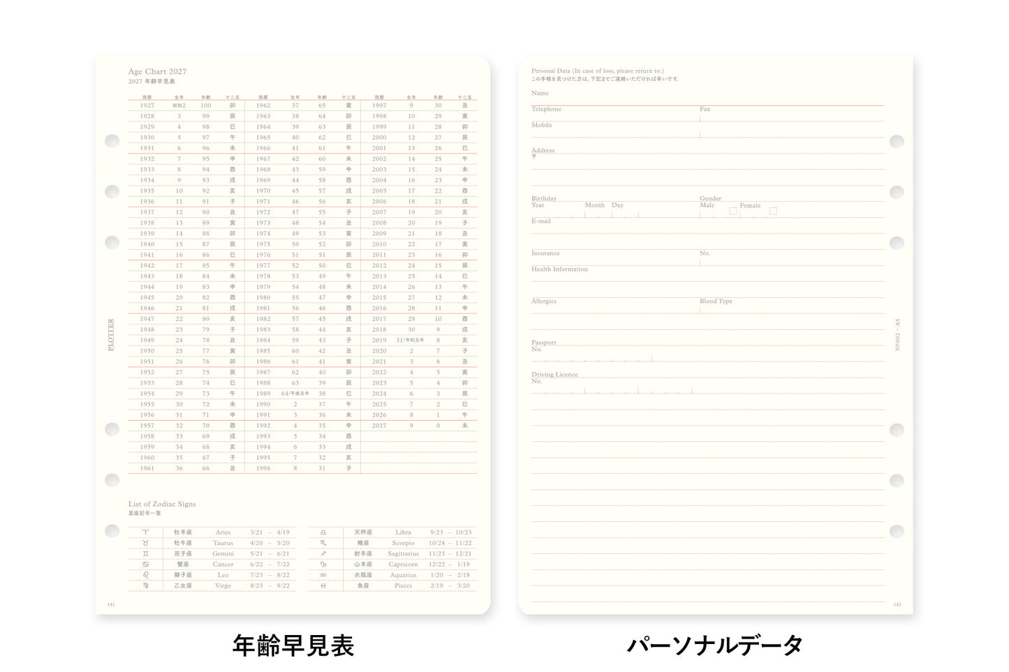 PLOTTER DIARY 2027 Weekly Schedule Refill - A5 Size