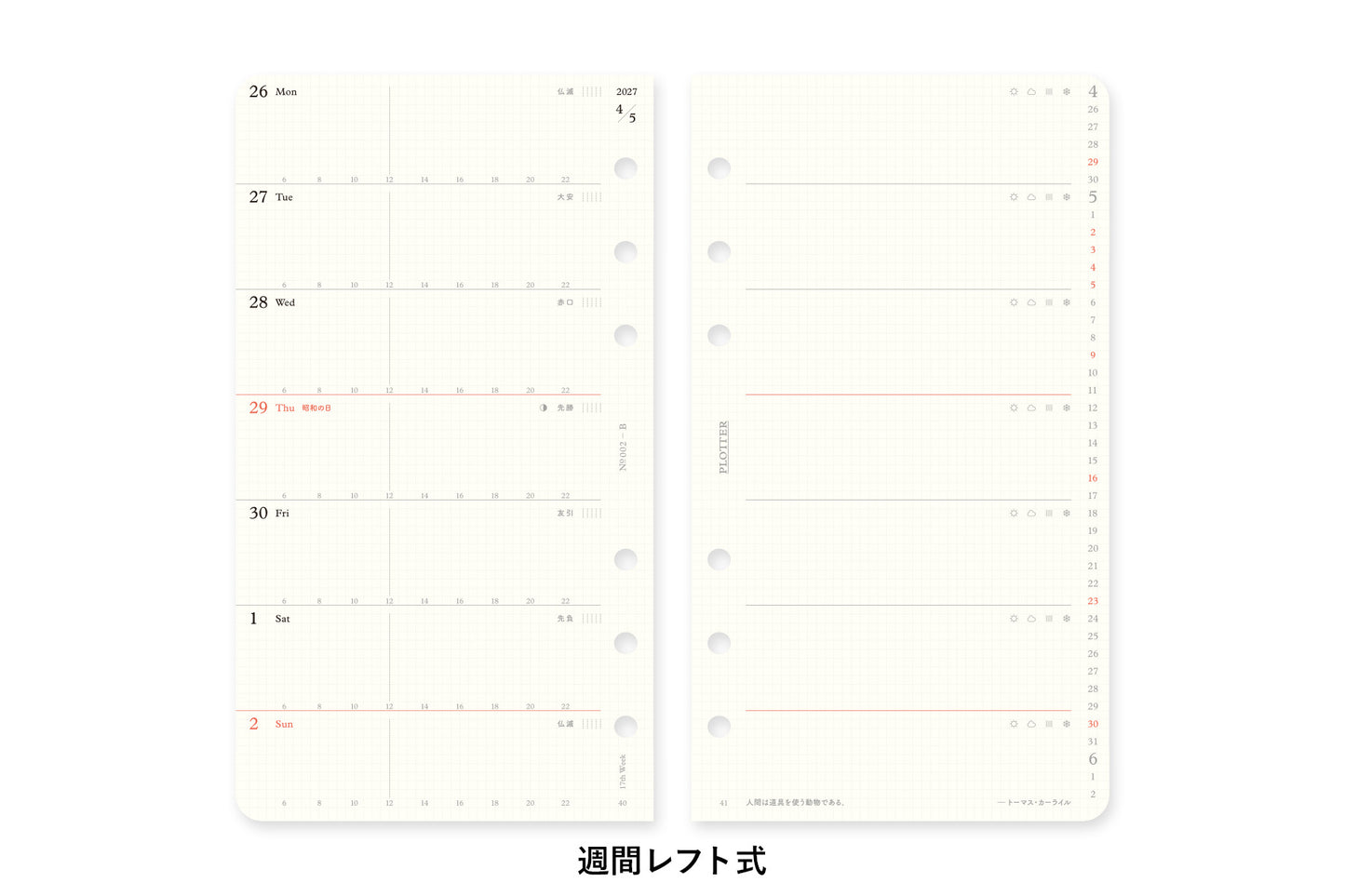PLOTTER DIARY 2027 Weekly Schedule Refill - Bible Size