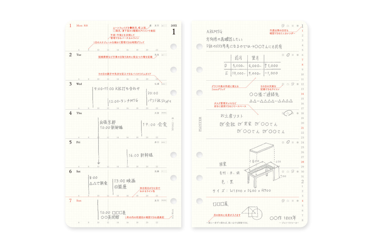 PLOTTER DIARY 2027 Weekly Schedule Refill - Bible Size