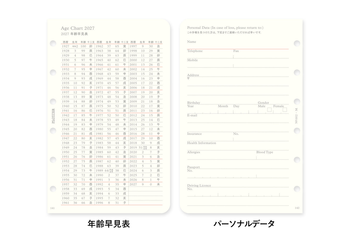 PLOTTER DIARY 2027 Weekly Schedule Refill - Mini Size