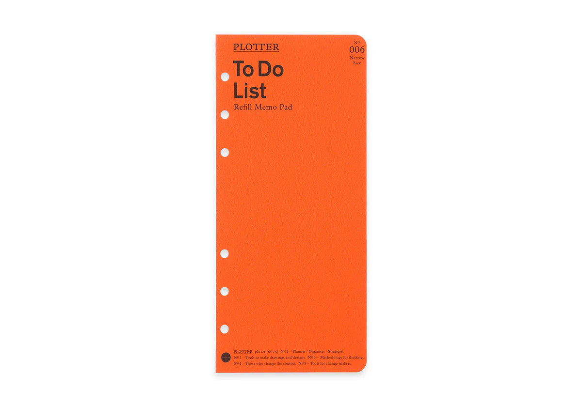 PLOTTER Refill Memo Pad To Do List (50 sheets) - Narrow Size