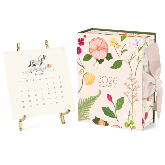Karen Adams Designs 2026 Classic Desk Calendar - Gold Easel