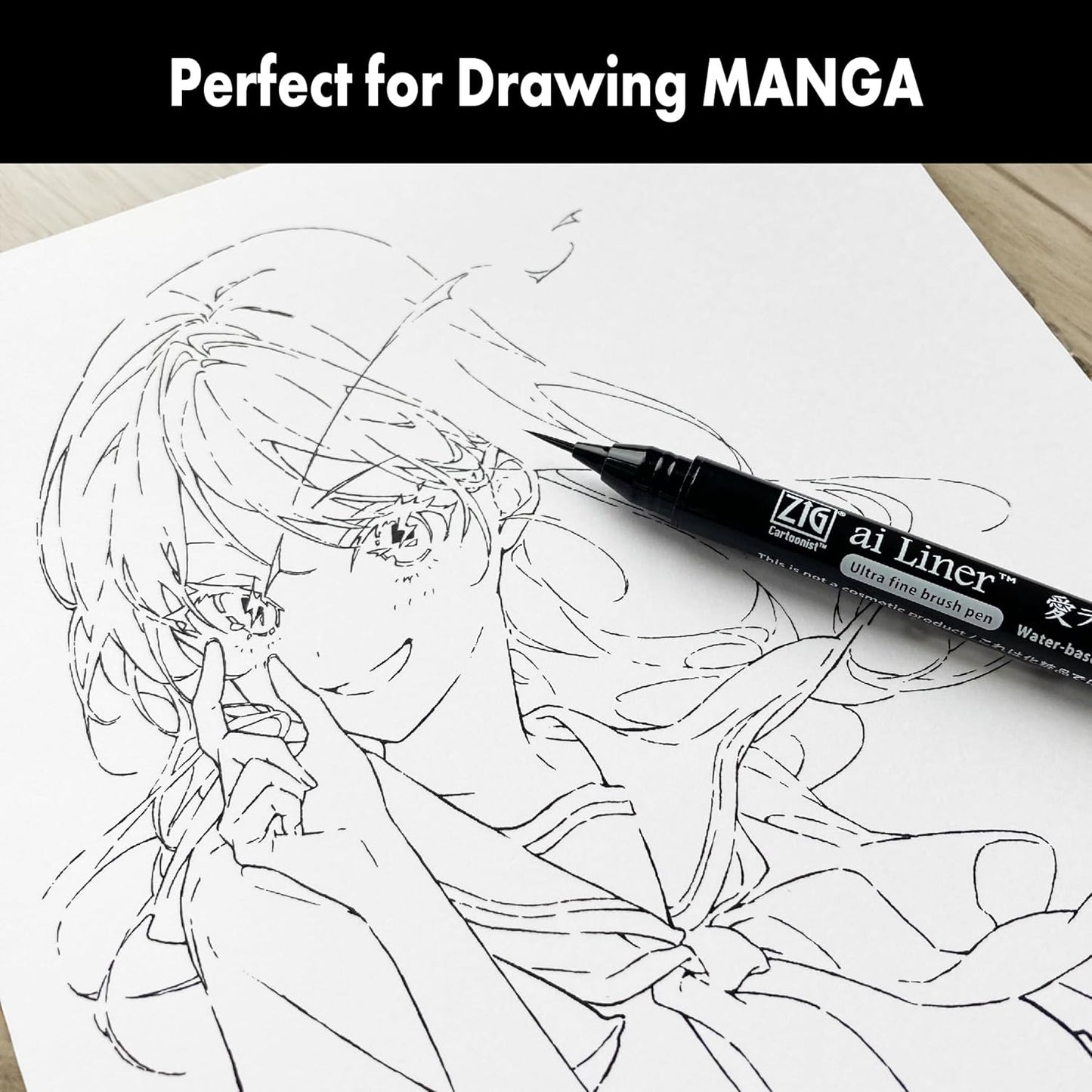 Kuretake Zig Cartoonist ai Liner Brush Tip Pen - Sepia (Ultra Fine)