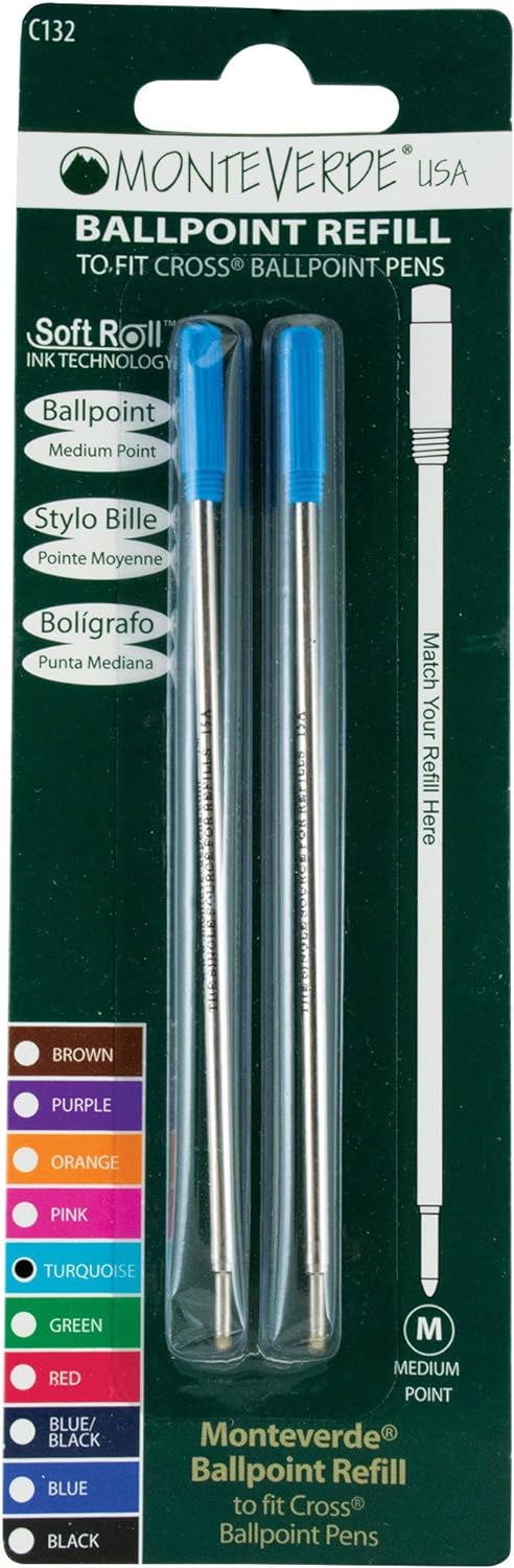 Cross Ballpoint Refills by Monteverde USA® - Turquoise Medium (2 ea)