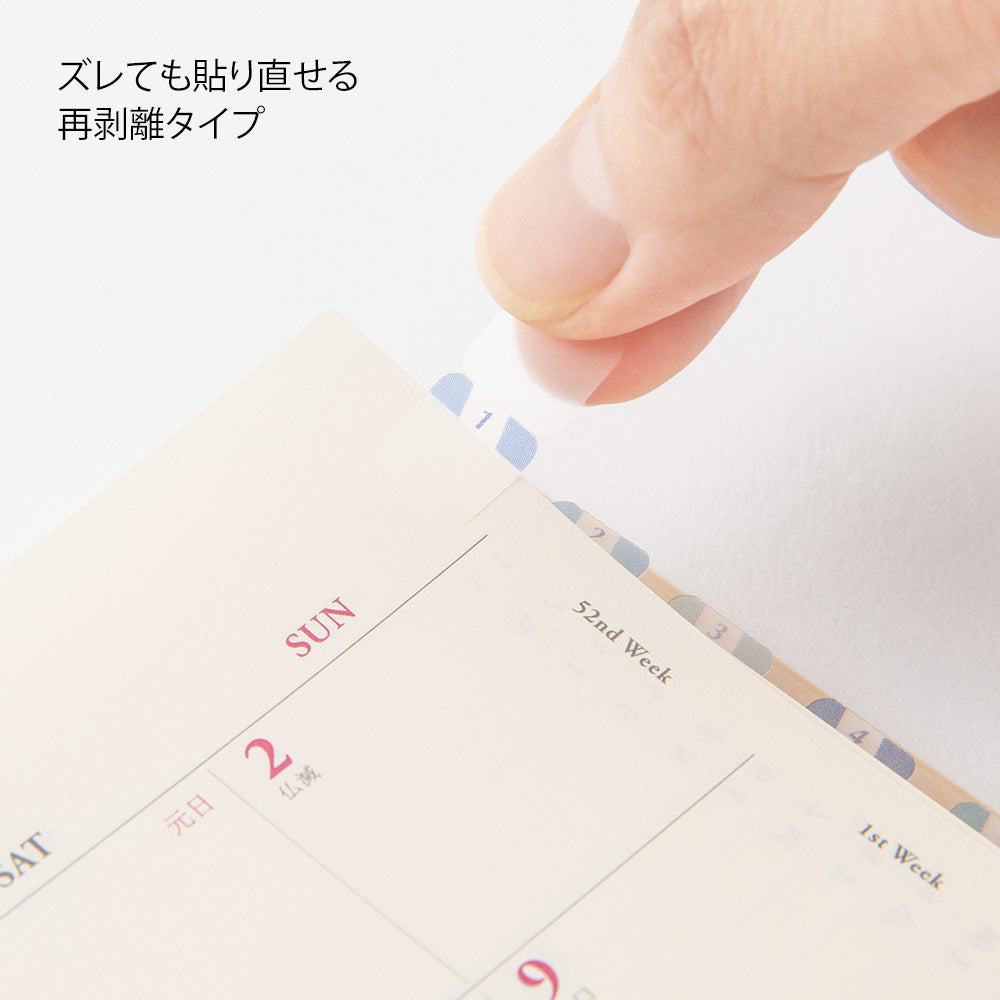 Midori Chiratto Index Label - Small Numbers (Blue)