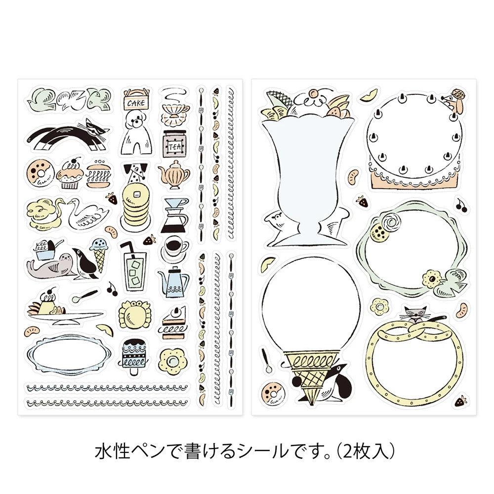 Midori Yuru Log Decoration Sticker - Sweets & Animals (2 sheets)