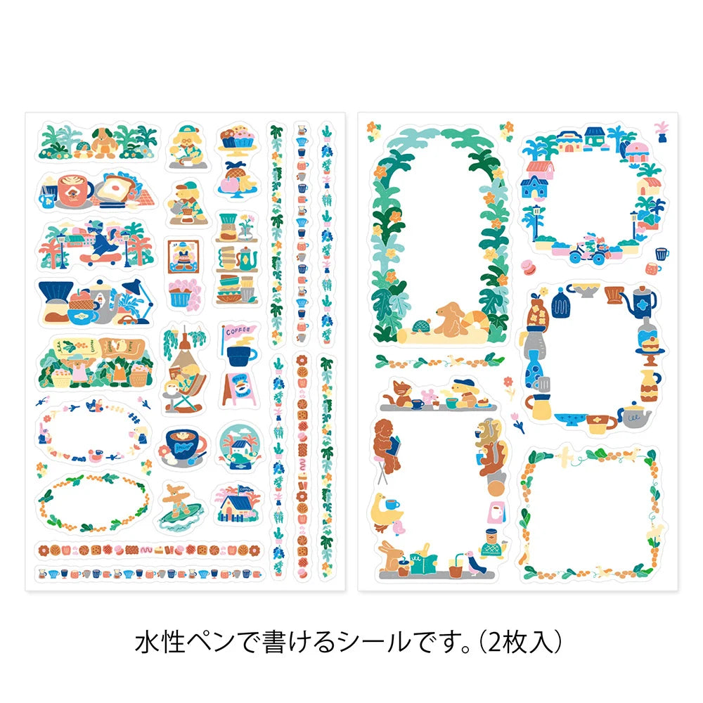 Midori Yuru Log Decoration Sticker - Coffee Shop (2 sheets)