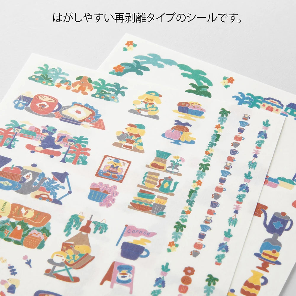Midori Yuru Log Decoration Sticker - Coffee Shop (2 sheets)