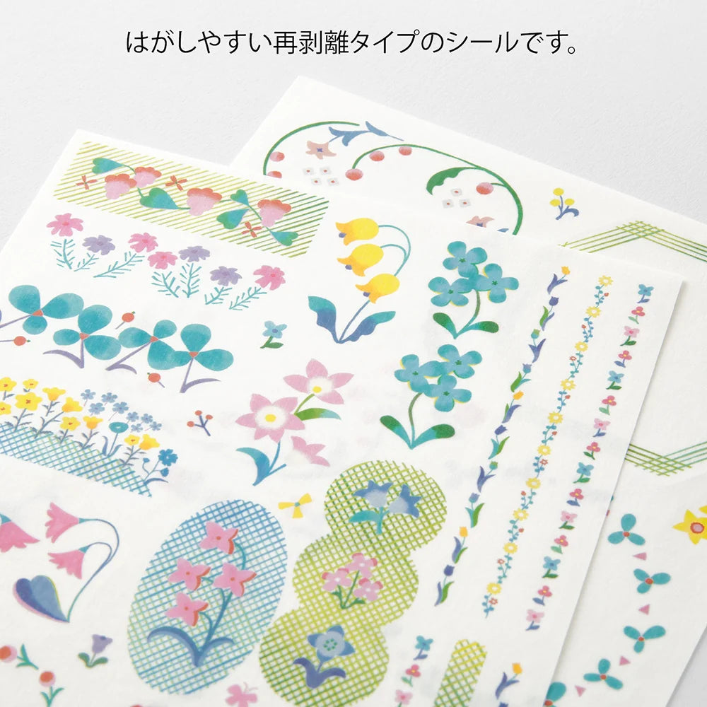 Midori Yuru Log Decoration Sticker - Floral (2 sheets)