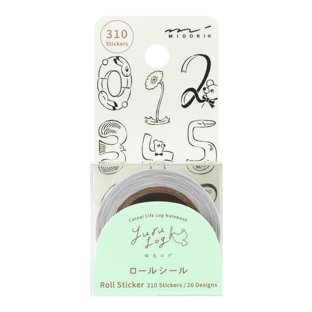 Midori Yuru Log Roll Stickers - Numbers