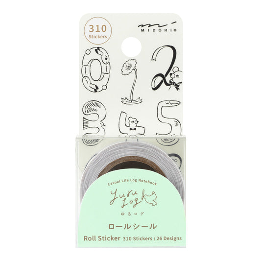Midori Yuru Log Roll Stickers - Numbers