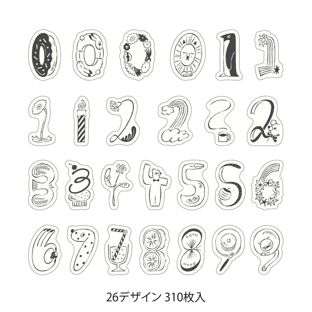 Midori Yuru Log Roll Stickers - Numbers