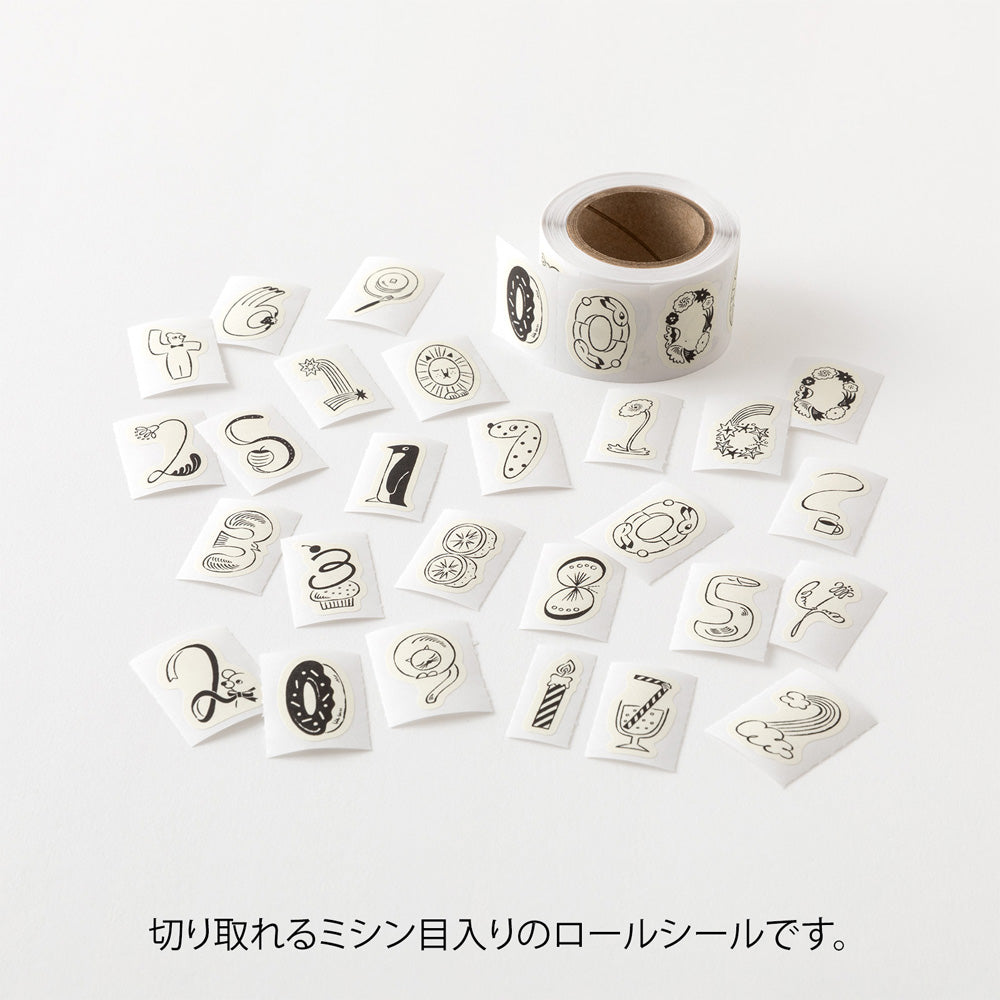 Midori Yuru Log Roll Stickers - Numbers
