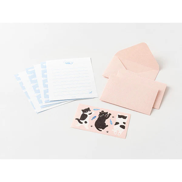Midori Mini Letter Set with Stickers - Hungry Cat