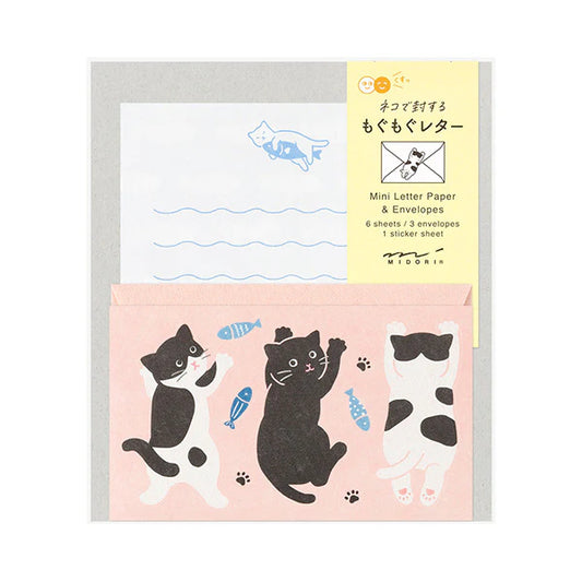 Midori Mini Letter Set with Stickers - Hungry Cat