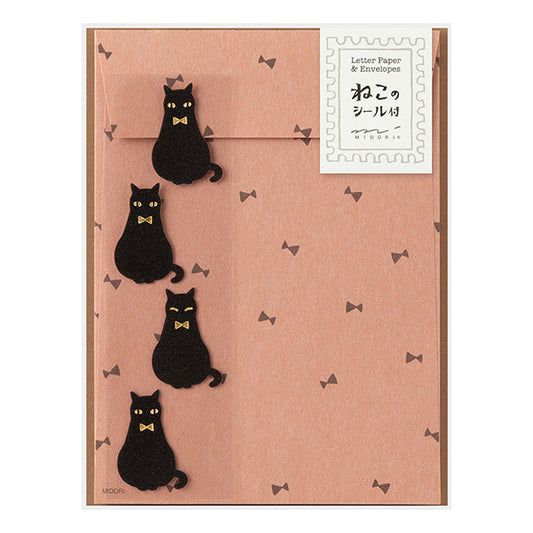 Midori Animal Letter Set - Black Cat