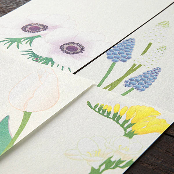 Midori Four Designs Message Letterpad - Spring Flower White
