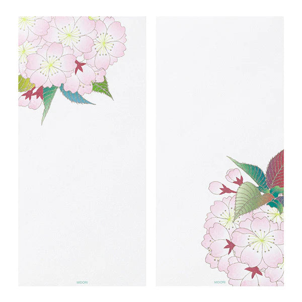 Midori Message Letterpad - Ball-Shaped Cherry Blossoms (Silk Printing)