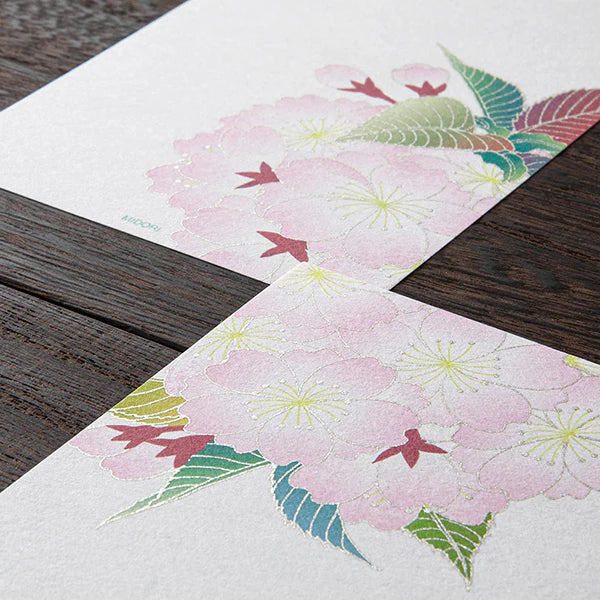 Midori Message Letterpad - Ball-Shaped Cherry Blossoms (Silk Printing)