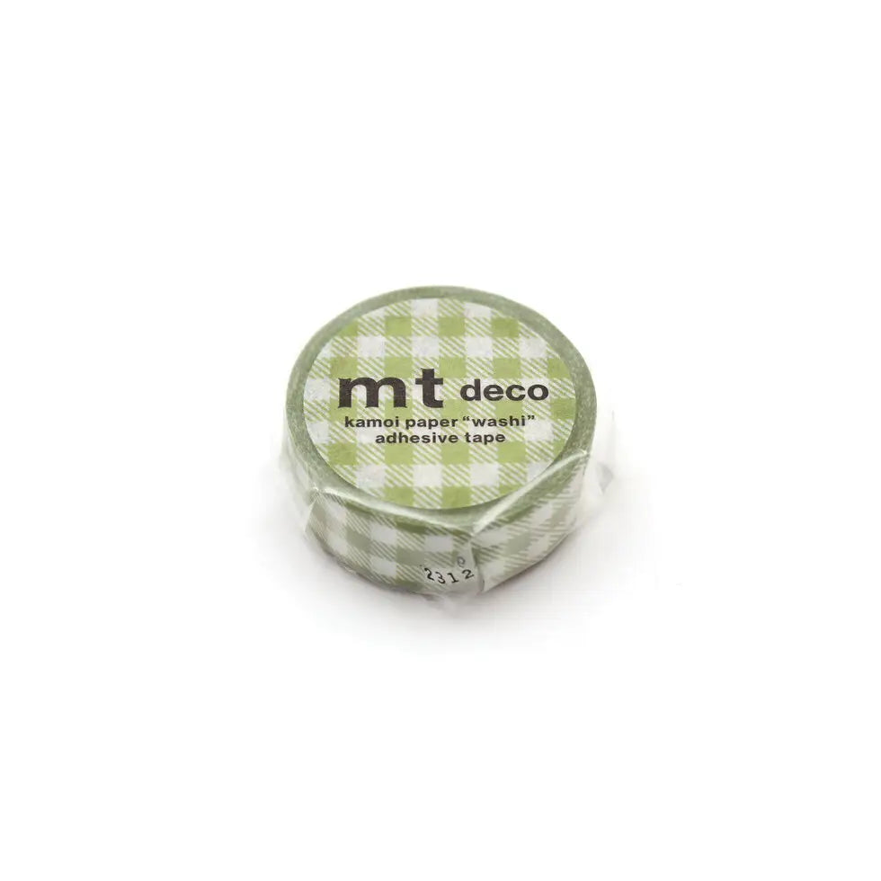 MT Masking Tape - Stripe Checkered Light Moss Green (15mm)