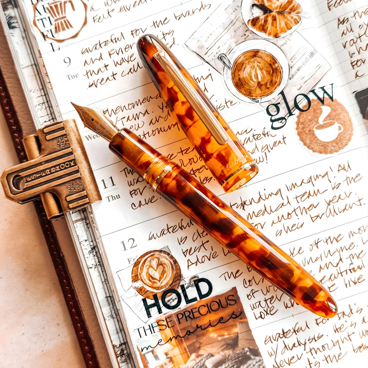 Esterbrook Estie Fountain Pen - Amber Tortoise with Gold Trim