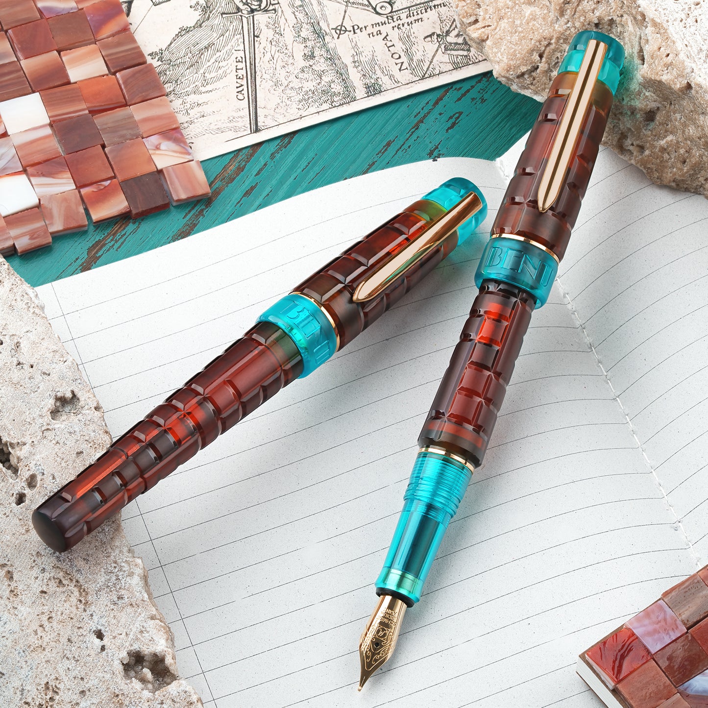 BENU Tessera Collection Fountain Pen - Ribbon Turquoise