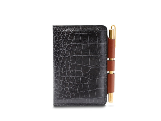 Bosca Vintage Field Notes Journal - Dark Brown Crocodile