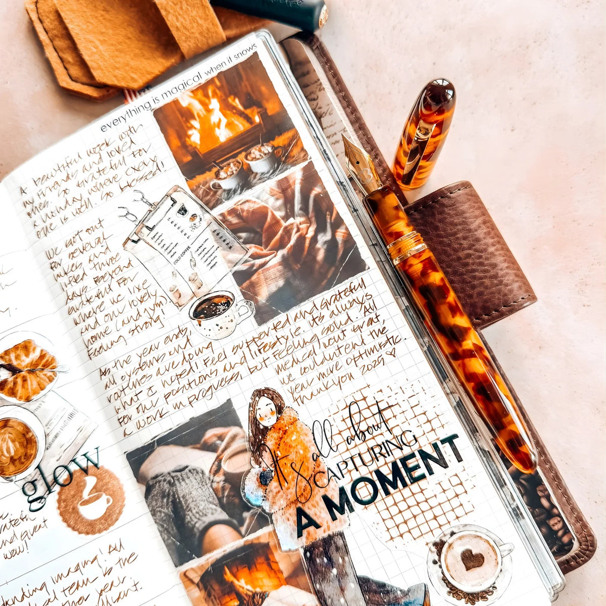 Esterbrook Estie Fountain Pen - Amber Tortoise with Gold Trim