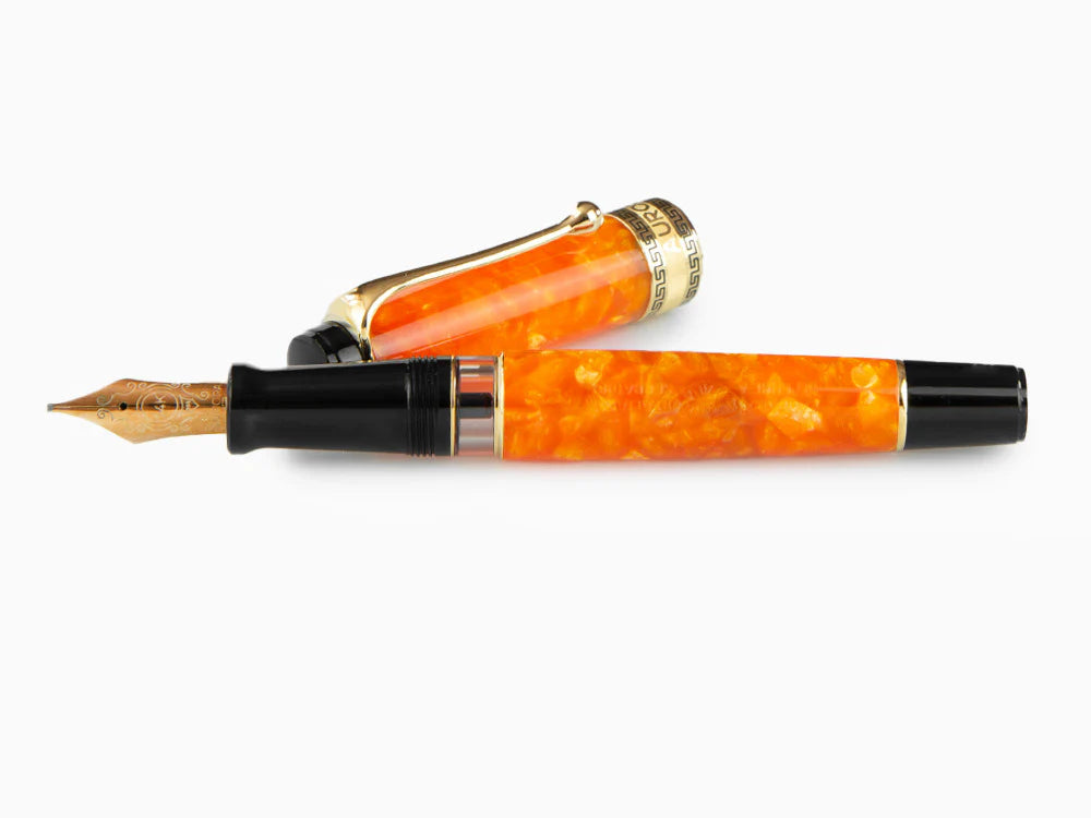 Aurora Optima Auroloide Fountain Pen - Orange - Gold Trim